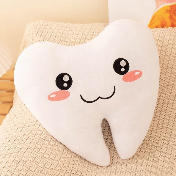 Diş Peluş Yastık - Sevimli Diş 30cm