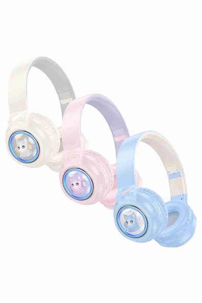 Hoco W50 Cute Fun Bluetooth 5.3 RGB Kablosuz Kulaklık - 7