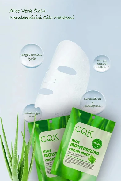 QNİAY Aloe Vera Nem Bombası Nemlendirici Sıkılaştırıcı Maske (1adet )Parlaklık Verici Kağıt Yüz Maskesi - 5