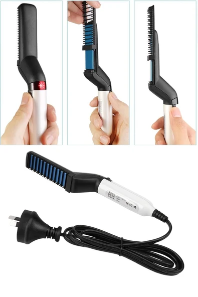 QNİAY Elektrikli Sakal Düzleştirici Sıcak Tarak Düzleştirici sakal tarağı Erkekler Isıtma Tarak Düz - 6