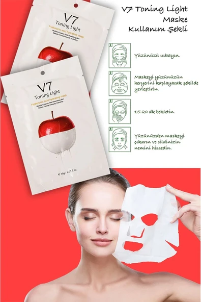 QNİAY V7 TonIşıgı One Toning Light Sticking Maske Anında Aydınlatıcı 1adet 30ml Vitamin Maskesi Evde Bakım - Resim 2