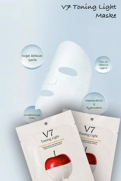 QNİAY V7 TonIşıgı One Toning Light Sticking Maske Anında Aydınlatıcı 1adet 30ml Vitamin Maskesi Evde Bakım - Resim 3