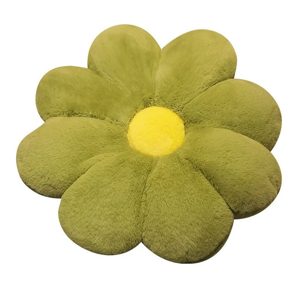 Çiçek Yaprağı Peluş Yastık Minder - Beyaz - 60cm - 11