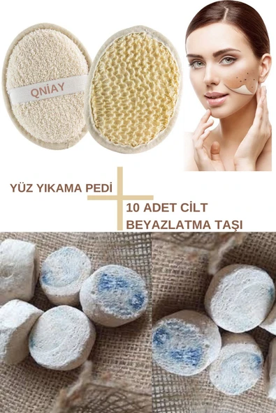 QNİAY Yüz Bakım Seti 10 Adet Cilt Beyazlatma + Oval Yüz Pedi Lif Cilt Yüz Temizleme Bakım