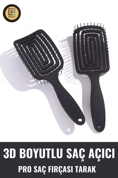 QNİAY 3D Kare Profesyonel Saç Açma Tarama Islık Kuru Kıvırcık Saç Fırçası Kuaför Saç Fırçası