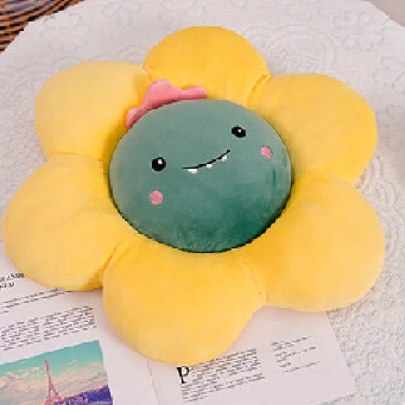 Petal Peluş Minder - Yeşil Dinozor Desenli - 50cm