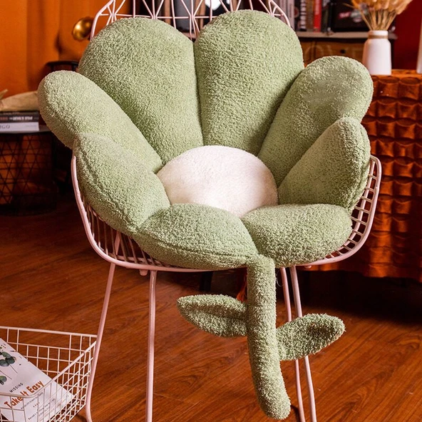 Çiçek Desenli Peluş Minder - Osmanthus Kadife - Kırmızı - 72x75cm - 2