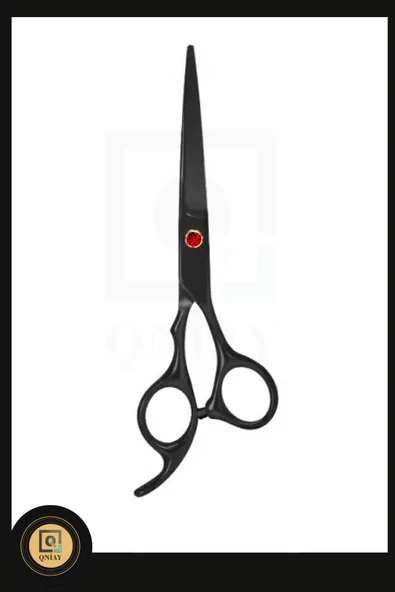 QNİAY 6 Parça Siyah-Kırmızı Taşlı Ultra Profesyonel 6 inç Deri Çantalı Berber Kuaför Saç Sakal Makas Seti - Resim 6