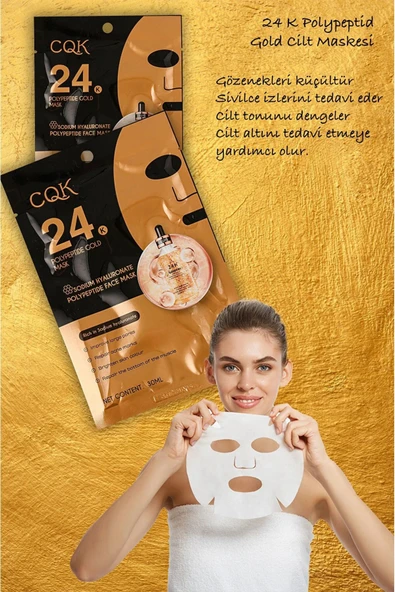 QNİAY 24K Gold Maske Hyalüronik Altın Kolajen Gözenek Onarım (1adet)Yüz Maskesi Hafta Sonu Evde Bakım - Resim 3
