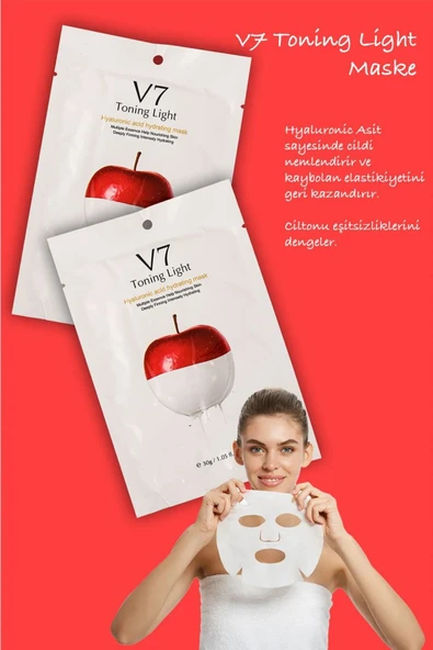 QNİAY V7 TonIşıgı One Toning Light Sticking Maske Anında Aydınlatıcı 1adet 30ml Vitamin Maskesi Evde Bakım - Resim 5