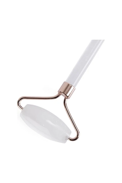 QNİAY Beyaz 2'li Yeşim Taşı Kristal Kuvars Yüz Masaj Aleti - Resim 2