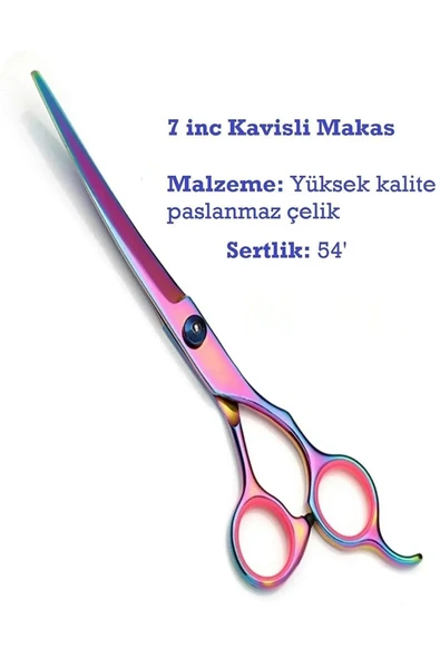 QNİAY Profesyonel Kuaför Berber Makas Seti Gökkuşağı 5li Set Saç Kesme Berber Makası Ara Makas Tarak - 4
