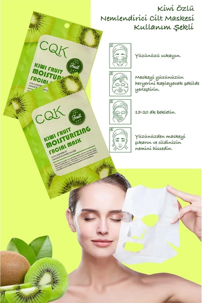 QNİAY Qniay Kiwi Meyvesi özü Portakal Çiçeği Nemlendirici (1adet)Yüz Bakım Maskesi Hafta Sonu Evde Bakım - 4