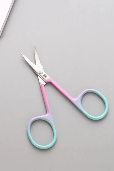 QNİAY Turkuaz Kaş Makası Ucu Kıvrık Şekillendirme İçin Dikiş Terzi Küçük Nakış İğne Makası - 2