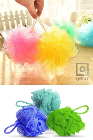 QNİAY Duş Lifi Yumuşak Örgü Köpük Sünger Kabarcık Topu (1adet) Vücut Cilt Temizleyici Kese Peeling Banyo - 2