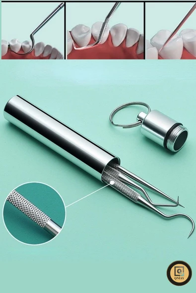 QNİAY Paslanmaz Çelik 7 Parça Metal Kutulu Protez Diş Tartar Temizleme Dental Ağız Bakım Set - Resim 7
