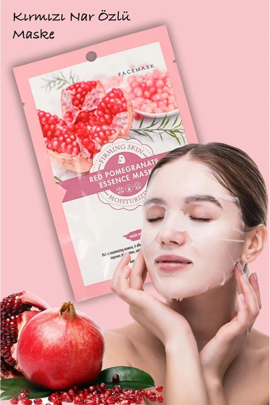 QNİAY Kırmızı Nar Yüz Bakım Maskesi Yüksek Nemli Kuru Ciltler 1 adet 30 ml Nar Özlü Maske Evde Yüz Bakım - Resim 3