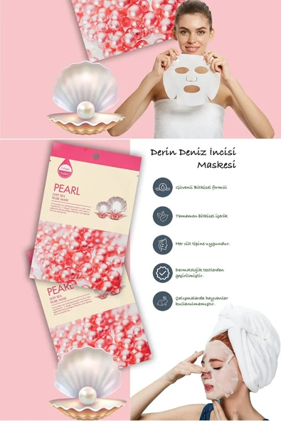 QNİAY Deep Sea Pearl Deniz İnci Maskesi Onarım (1adet)Yüz Maskesi Hafta Sonu Evde Bakım - Resim 2