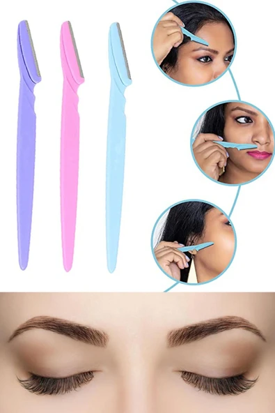 QNİAY 3'lü Kaş Düzeltici Jilet Yüz Temizleyici Kaş Şekillendirici Epilatör Yüz Ve Kaş Usturası - Resim 2