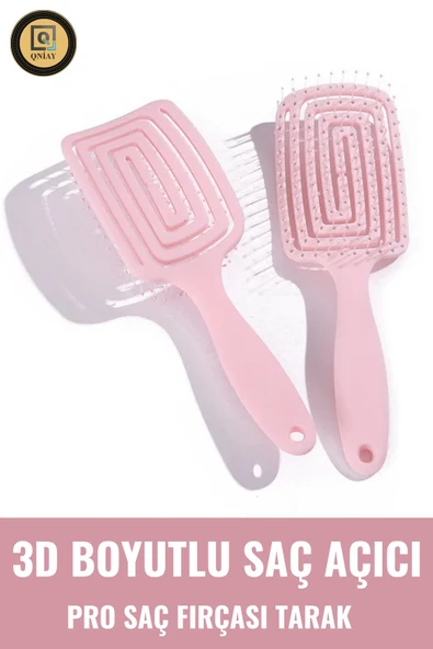QNİAY Pro Üç Boyutlu Saç Fırçası Kıvırcık Islak Kuru Saç Açıcı Pro Kuaför Tarak Fırça Plastik Gövde Masaj