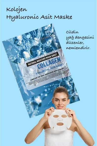 QNİAY Hyaluronik Asit Maske Kolajen Cqk Özlü Etkili Nem Bombası Yüz Maskesi - 4
