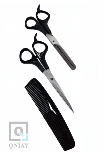 QNİAY Kuaför Berber Tıraş Seti Kuaför Makası Ara Makası Tarak Özel Set - Resim 4