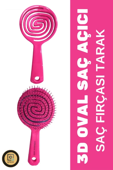 QNİAY Pro Üç Boyutlu Oval Saç Fırçası Lolipop Tarak Saç Açma Tarama Fırçası Kuaför Tarak Fırça Saç Açma