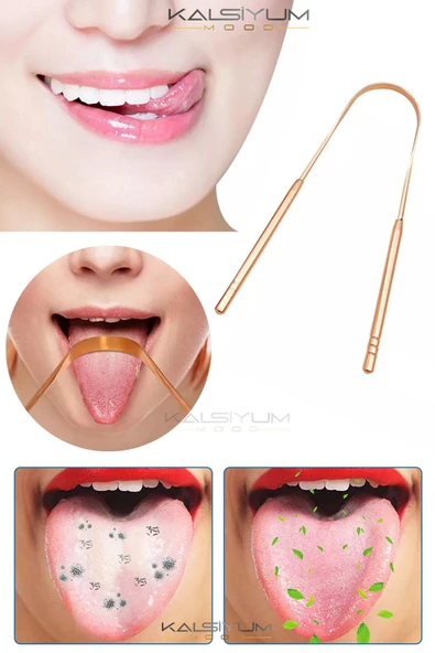 QNİAY Dil Temizleme Dil Sıyırıcı Dil Temizleyici Bakır Hilal Hijyenik Paslanmaz ürün görseli 1