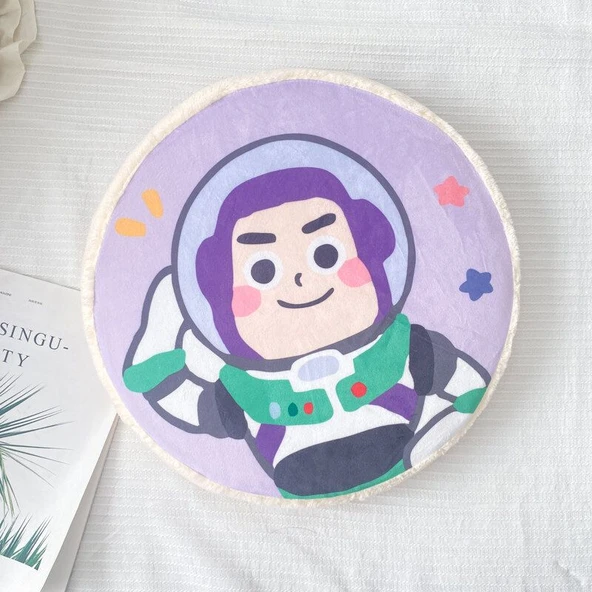 Yuvarlak Hafızalı Köpük Oturma Minderi - Buzz Lightyear Desenli 40x6cm