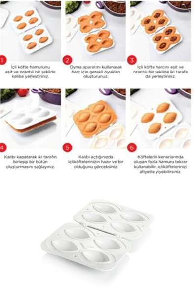QNİAY Pratik 4 Lü Bölme İçli Köfte Yapma Aparatı Açma Şekil Verme Pişirme Kalıbı Pratik Içliköfte - 2