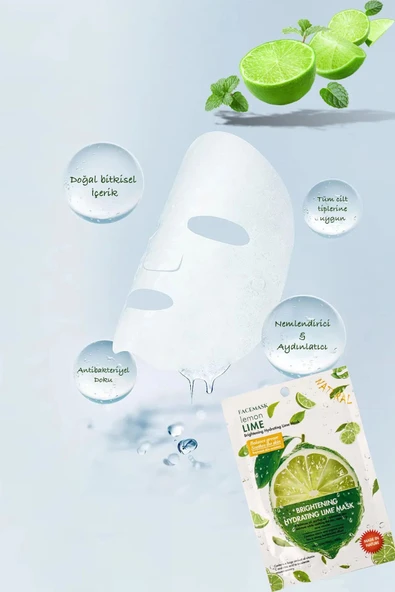 QNİAY Limon C Vitamini Hydrating Yüz Maskesi Lime Mask Aydınlatıcı Dengeleyici - Resim 4