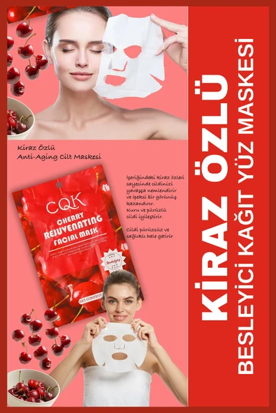 QNİAY Kiraz Çiçeği GQK Nem Bombası Canlandırıcı Kuru Ciltlere (1adet)Yüz Bakım Maskesi Evde Bakım