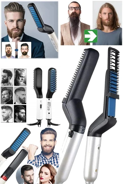 QNİAY Elektrikli Sakal Düzleştirici Sıcak Tarak Düzleştirici sakal tarağı Erkekler Isıtma Tarak Düz - 5