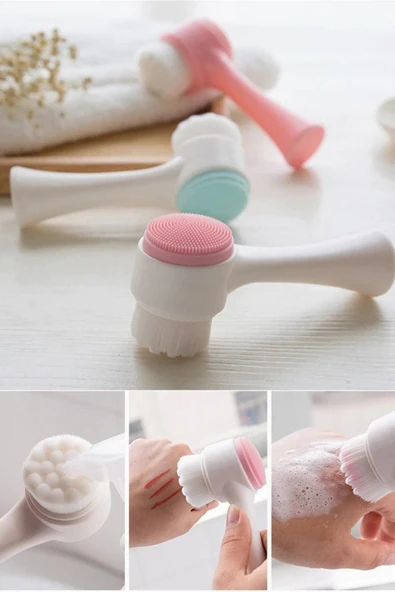 QNİAY Çift Taraflı Yüz Makyaj Temizleme Fırçası - 2