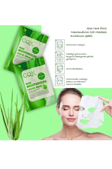 QNİAY Aloe Vera Nem Bombası Nemlendirici Sıkılaştırıcı Maske (1adet )Parlaklık Verici Kağıt Yüz Maskesi - 3