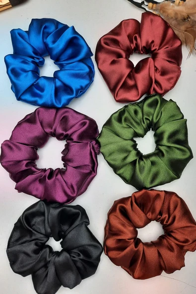 QNİAY Qualty 6 Lı Saten Saç Lastik Toka Seti Abiye Bluz Aksesuarı Pastel Renkli Lastik Toka Seti