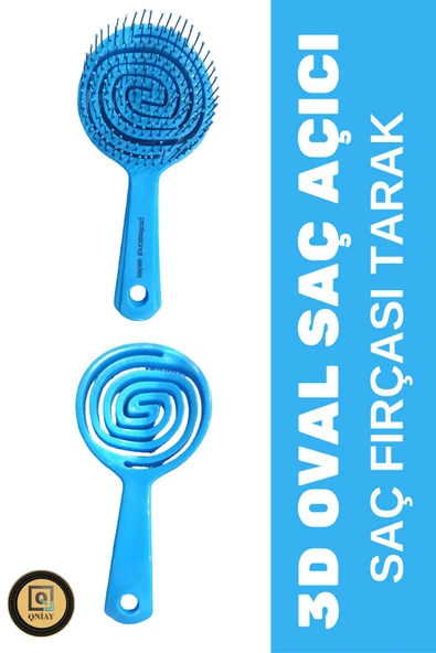 QNİAY Pro Üç Boyutlu Oval Saç Fırçası Lolipop Tarak Saç Açma Tarama Fırçası Kuaför Tarak Fırça Saç Açma