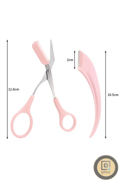 QNİAY Taraklı Kaş Bıyık Makası Ve Kaş Ustura Seti Taraklı Kaş Düzelme Epilasyon Kaş Ustra Kaş Jileti - Resim 4