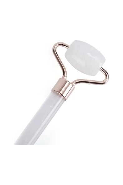 QNİAY Beyaz 2'li Yeşim Taşı Kristal Kuvars Yüz Masaj Aleti - Resim 3