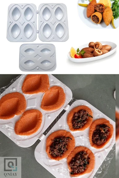 QNİAY Pratik 4 Lü Bölme İçli Köfte Yapma Aparatı Açma Şekil Verme Pişirme Kalıbı Pratik Içliköfte - 5