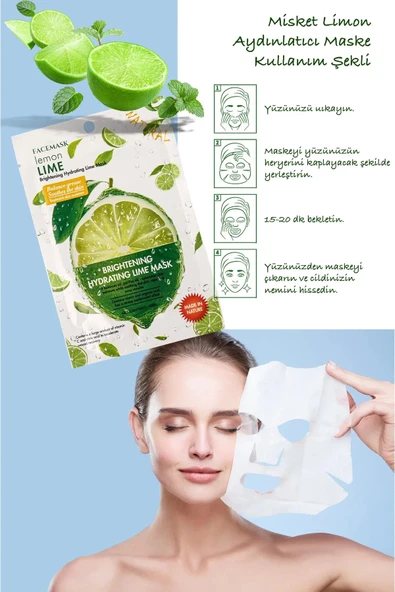 QNİAY Limon C Vitamini Hydrating Yüz Maskesi Lime Mask Aydınlatıcı Dengeleyici - Resim 2