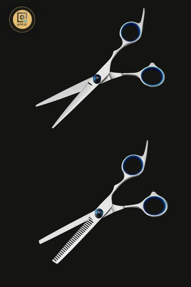 QNİAY 10 Parça 6 inç Gri Ultra Profesyonel Deri Çantalı Berber Kuaför Saç Sakal Bıyık Makas Seti - Resim 5