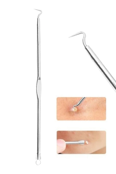 QNİAY 2li Komedon Set Siyah Nokta Temizleyici, Akne Temizleyici, Sivilce Çift Taralı Ve Çengel Uçlu Akne - 2