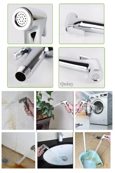 QNİAY Şattaf,taharet Musluk Seti Krom,taharatmatik El Tuvalet Sprey Tabancası Köpek-kedi Yıkama - 2