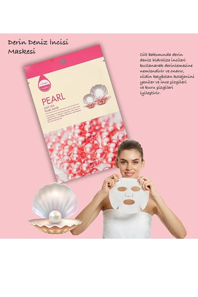 QNİAY Deep Sea Pearl Deniz İnci Maskesi Onarım (1adet)Yüz Maskesi Hafta Sonu Evde Bakım - Resim 4