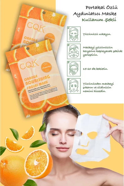 QNİAY Portakal Özlü Turuncu Vitamin C 30 ml 1 adet Gözenek Onarıcı Yüz Maskesi Evde Bakım Maske - Resim 4