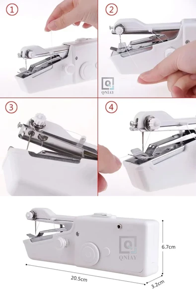QNİAY Portatif El Tipi Pilli Dikiş Makinası Taşınabilir Pilli Dikiş Makinesi  İğne İplik Makara Ev Tipi - 4