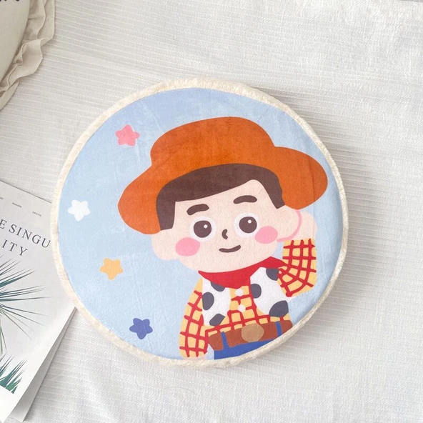 Yuvarlak Hafızalı Köpük Oturma Minderi - Odunsu Desen 40x6cm