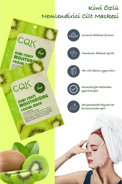 QNİAY Qniay Kiwi Meyvesi özü Portakal Çiçeği Nemlendirici (1adet)Yüz Bakım Maskesi Hafta Sonu Evde Bakım - 3