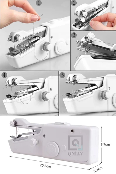QNİAY Portatif El Tipi Pilli Dikiş Makinası Taşınabilir Pilli Dikiş Makinesi  İğne İplik Makara Ev Tipi - 6